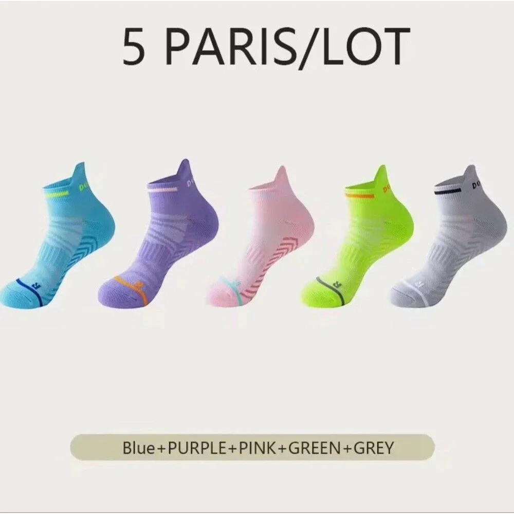 5 pairs Athletic Cycling Socks Breathable Running Heel Protection M Size 4-9